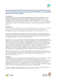 'Psychopathological Differences Between Asperger Syndrome