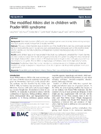 The Modified Atkins Diet in Children with Prader-Willi Syndrome