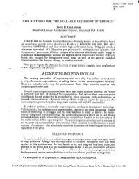 APPLICATIONS for the SCALABLE COHERENT INTERFACE* T.- David B