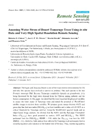 Assessing Water Stress of Desert Tamarugo Trees Using in Situ Data and Very High Spatial Resolution Remote Sensing