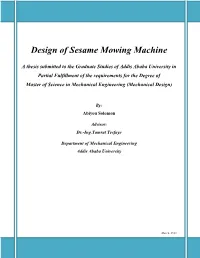 Design of Sesame Mowing Machine