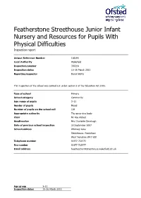 Featherstone Streethouse Junior Infant Nursery and Resources for Pupils with Physical Difficulties Inspection Report