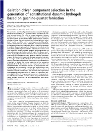 Gelation-Driven Component Selection in the Generation of Constitutional Dynamic Hydrogels Based on Guanine-Quartet Formation