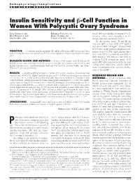 Insulin Sensitivity and ß-Cell Function in Women with Polycystic Ovary