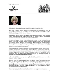 Mary Davis Is MD of Special Olympics Europe/Eurasia