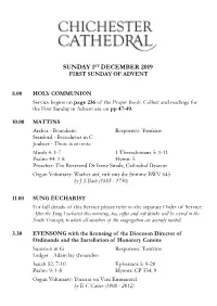 Sunday 1St December 2019 First Sunday of Advent