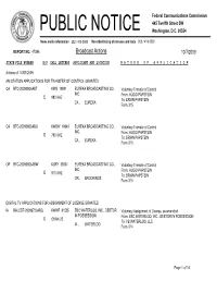 Broadcast Actions 10/7/2009