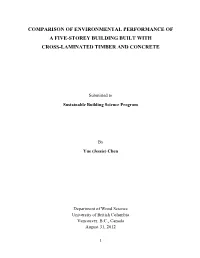 Comparison of Environmental Performance of a Five-Storey Building Built with Cross-Laminated Timber and Concrete