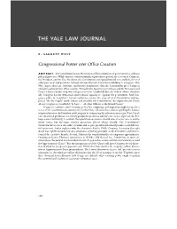 Congressional Power Over Office Creation Abstract