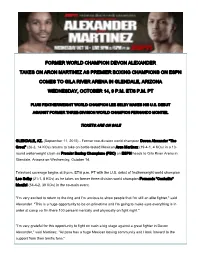 Former World Champion Devon Alexander Takes On
