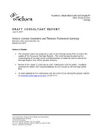 Historic Context Statement and Thematic Framework Summary Donald Luxton and Associates Inc