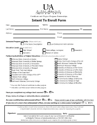 Intent to Enroll Form