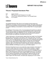 REPORT for ACTION Tocore: Proposed Downtown Plan