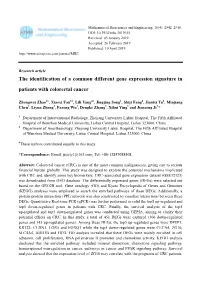 The Identification of a Common Different Gene Expression Signature in Patients with Colorectal Cancer