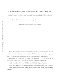 A Planetary Companion to the Nearby M4 Dwarf, Gliese