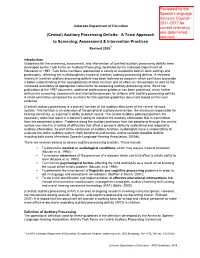 Auditory Process Deficits