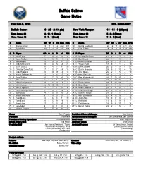 Buffalo Sabres Game Notes