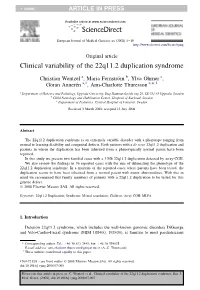Clinical Variability of the 22Q11.2 Duplication Syndrome