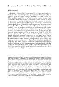 Discrimination, Mandatory Arbitration, and Courts