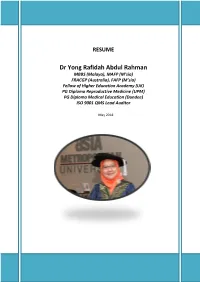 Dr Yong Rafidah Abdul Rahman
