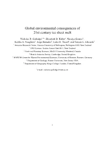 Global Environmental Consequences of 21St Century Ice Sheet Melt