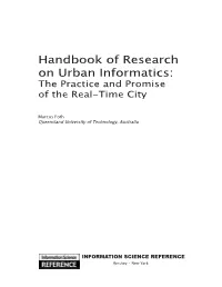 Handbook of Research on Urban Informatics: the Practice and Promise of the Real-Time City