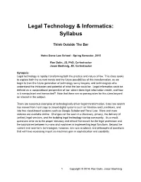 Legal Technology & Informatics: Syllabus
