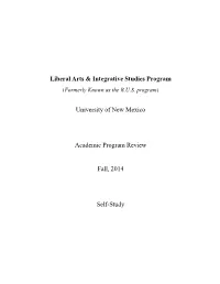 Liberal Arts & Integrative Studies 2014 APR Self-Study & Documents