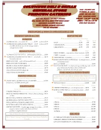 MENU Meat Choices: Sausage, Country Sausage, Ham, Bacon, Porkroll Or (2) CHICKEN FINGERS with FRENCH FRIES