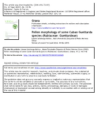 Pollen Morphology of Some Cuban Guettarda Species