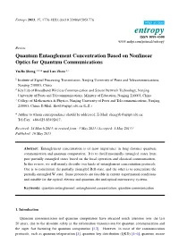 Quantum Entanglement Concentration Based on Nonlinear Optics for Quantum Communications