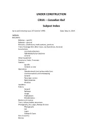 UNDER CONSTRUCTION CRHA – Canadian Rail Subject Index