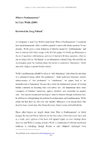 What Is Posthumanism? by Cary Wolfe (2009) Reviewed by Greg Pollock
