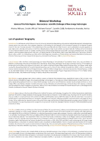 Bilateral Workshop Science of the Polar Regions - Neuroscience - Scientific Challenges of New Energy Technologies
