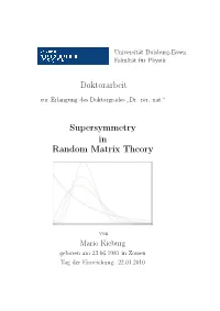 Doktorarbeit Supersymmetry in Random Matrix Theory