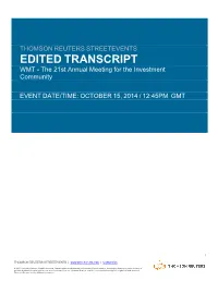 Event Transcripts Are Based, Companies May Make Projections Or Other Forward-Looking Statements Regarding a Variety of Items