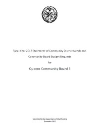 Fiscal Year 2017 Statement of Community District Needs and Community Board Budget Requests