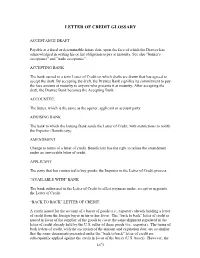 Letter of Credit Glossary