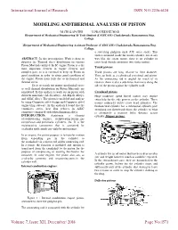Modeling Andthermal Analysis of Piston