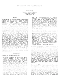 Phrase Structure Grammars and Natural Languages