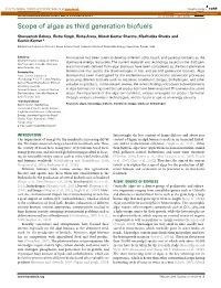 Scope of Algae As Third Generation Biofuels