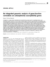 An Integrated Genomic Analysis of Gene-Function Correlation on Schizophrenia Susceptibility Genes