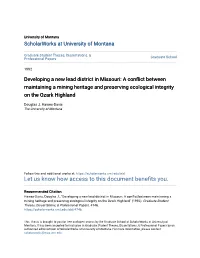 Developing a New Lead District in Missouri: a Conflict Between Maintaining a Mining Heritage and Preserving Ecological Integrity on the Ozark Highland