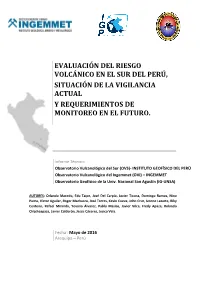 Evaluación Del Riesgo Volcánico En El Sur Del Perú
