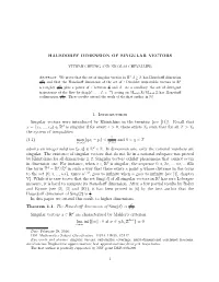 Hausdorff Dimension of Singular Vectors