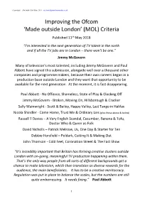 Improving the Ofcom ‘Made Outside London’ (MOL) Criteria