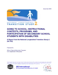 Instructional Contexts, Programs, and Participation of Secondary School Students with Disabilities