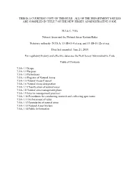 N.J.A.C. 7:5A, Natural Areas and the Natural Areas System Rules