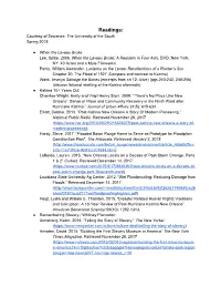Readings: Courtesy of Sewanee: the University of the South Spring 2018