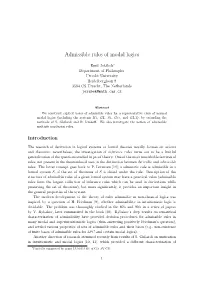 Admissible Rules of Modal Logics